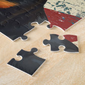 Grunge American Flag Dachshund Dog ジグソーパズル (側面)