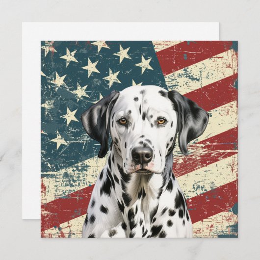 Grunge American Flag Dalmatian Flat Card (正面/裏面)