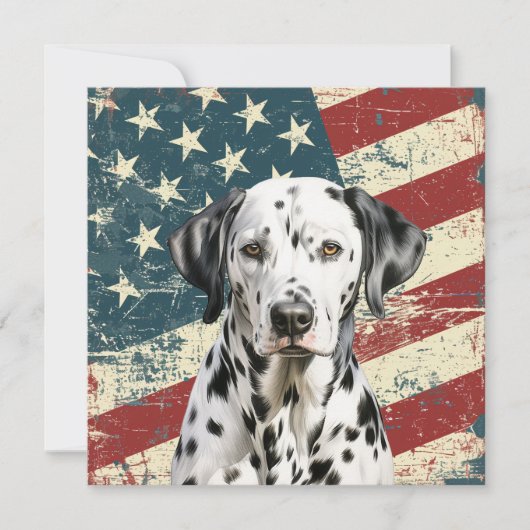 Grunge American Flag Dalmatian Flat Card (正面)