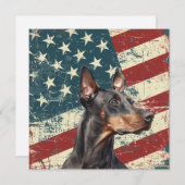 Grunge American Flag Doberman Pinscher Flat Card (正面/裏面)