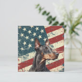 Grunge American Flag Doberman Pinscher Flat Card (スタンド正面)