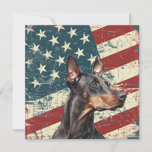 Grunge American Flag Doberman Pinscher Flat Card (正面)