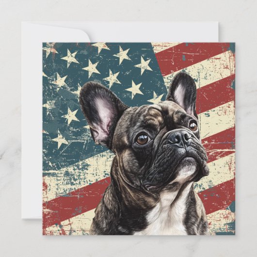 Grunge American Flag French Bulldog (正面)