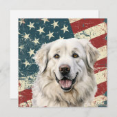 Grunge American Flag Great Pyrenees Flat Card (正面/裏面)