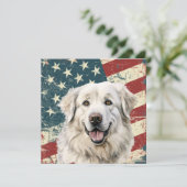 Grunge American Flag Great Pyrenees Flat Card (スタンド正面)