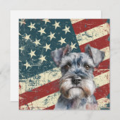 Grunge American Flag Miniature Schnauzer Flat Card (正面/裏面)