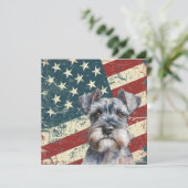 Grunge American Flag Miniature Schnauzer Flat Card (スタンド正面)
