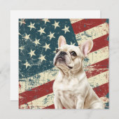 Grunge American Flag White French Bulldog (正面/裏面)