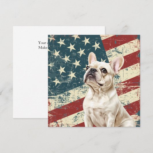 Grunge American Flag White French Bulldog (正面/裏面)