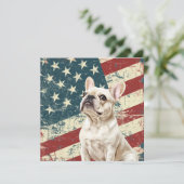 Grunge American Flag White French Bulldog (スタンド正面)