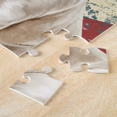 Grunge American Flag White French Bulldog ジグソーパズル (側面)