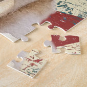 Grunge American Flag Yellow Labrador Retriever Dog ジグソーパズル (側面)