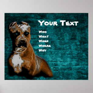 Grunge American Pitbull Terrier Portrait ポスター