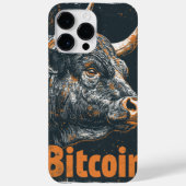 Grunge Bitcoin Bull Blockchain design Case-Mate iPhoneケース (裏面)