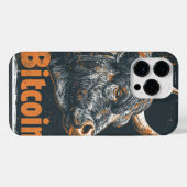 Grunge Bitcoin Bull Blockchain design iPhoneケース (裏面横)