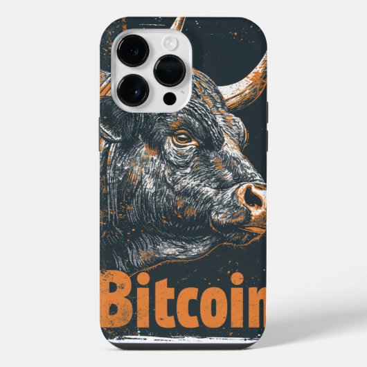 Grunge Bitcoin Bull Blockchain design iPhoneケース (裏面)