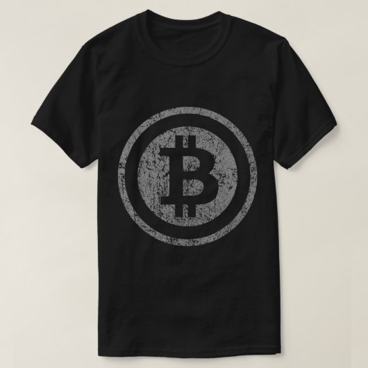 Grunge Bitcoin Crypto Symbol Design Tシャツ (デザイン正面)