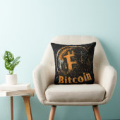 Grunge Bitcoin logo crypto blockchain Design クッション (椅子)