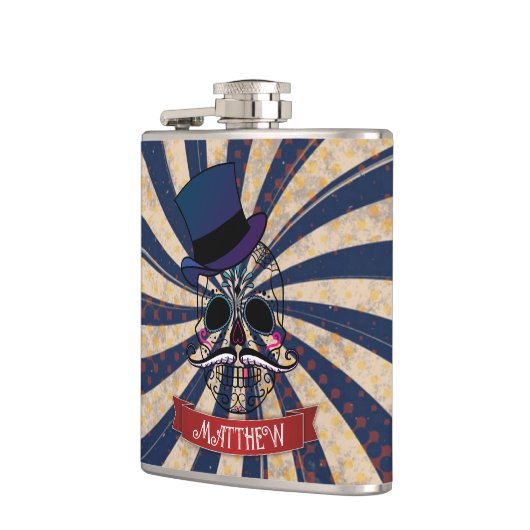 Grunge Circus Sugar Skull Ringmaster Personalised フラスク (左)