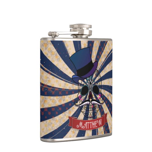 Grunge Circus Sugar Skull Ringmaster Personalised フラスク (右)