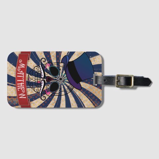 Grunge Circus Sugar Skull Ringmaster Personalised ラゲッジタグ (正面横)