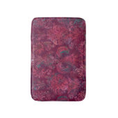 Grunge Damask Burgundy Red Emerald Vermilion バスマット (正面縦)