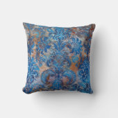 Grunge Damask Cobalt Blue Rust Orange クッション (正面)