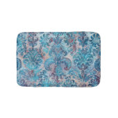 Grunge Damask Denim Blue Burgundy Peach Blush Pink バスマット (正面)