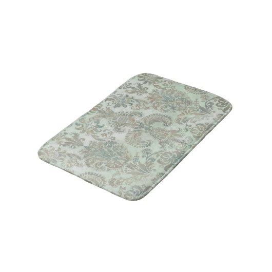 Grunge Damask Duck Egg Blue Sage Green バスマット (アングル)