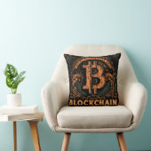 Grunge decorative Bitcoin logo blockchain Design クッション (椅子)