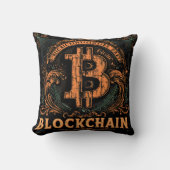 Grunge decorative Bitcoin logo blockchain Design クッション (正面)