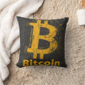 Grunge decorative Bitcoin logo blockchain Design クッション (ブランケット)