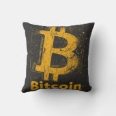 Grunge decorative Bitcoin logo blockchain Design クッション (裏面)
