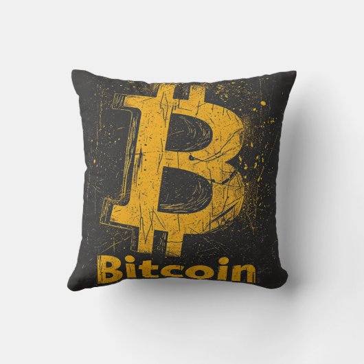 Grunge decorative Bitcoin logo blockchain Design クッション (裏面)
