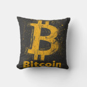 Grunge decorative Bitcoin logo blockchain Design クッション (正面)