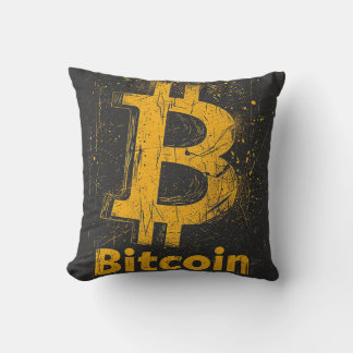 Grunge decorative Bitcoin logo blockchain Design クッション