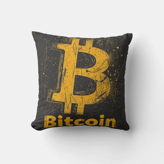 Grunge decorative Bitcoin logo blockchain Design クッション (正面)
