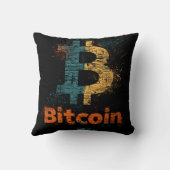 Grunge decorative Bitcoin logo blockchain Design クッション (裏面)
