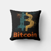 Grunge decorative Bitcoin logo blockchain Design クッション (正面)