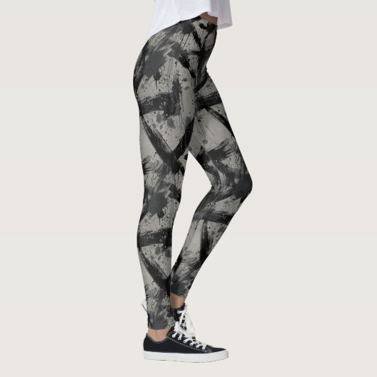 Grunge Distressed Black Streetwear Pattern レギンス (右)
