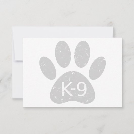 Grunge Distressed Dog Paw K-9 Just a Note ノートカード (裏面)