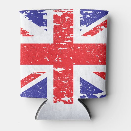 Grunge Distressed UK United Kingdom Flag 缶クーラー (正面)