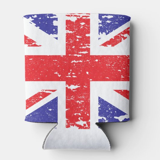 Grunge Distressed UK United Kingdom Flag 缶クーラー (裏面)