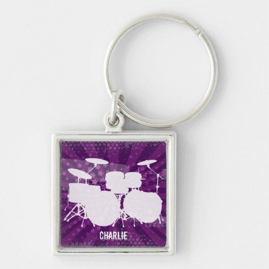Grunge Drums Purple Burst Keychain キーホルダー (正面)