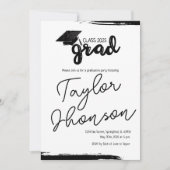 Grunge grad card with graduation hat 招待状 (正面)