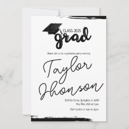 Grunge grad card with graduation hat 招待状