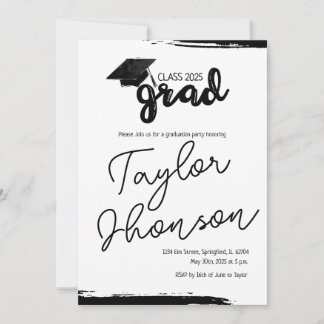 Grunge grad card with graduation hat 招待状
