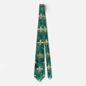 Grunge Green Velvet Fleur De Lis Mardi Gras ネクタイ (正面)