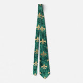 Grunge Green Velvet Fleur De Lis Mardi Gras ネクタイ (裏面)