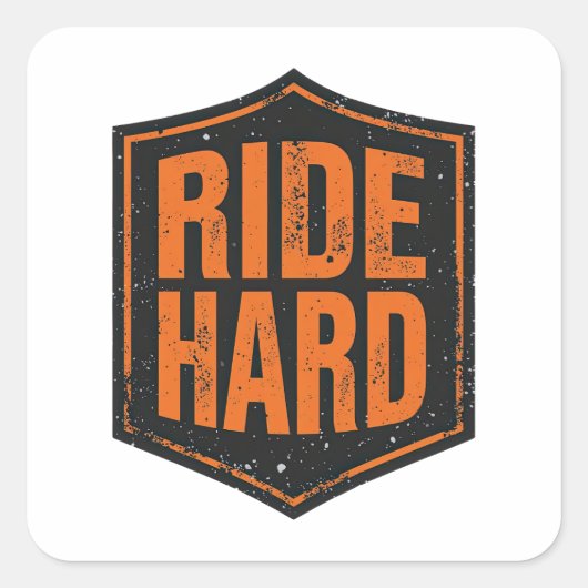 Grunge Motorcycle "Ride Hard" Shield スクエアシール (正面)